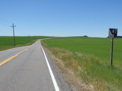 GDMBR: That clump of trees at the top of the road is today's destination.